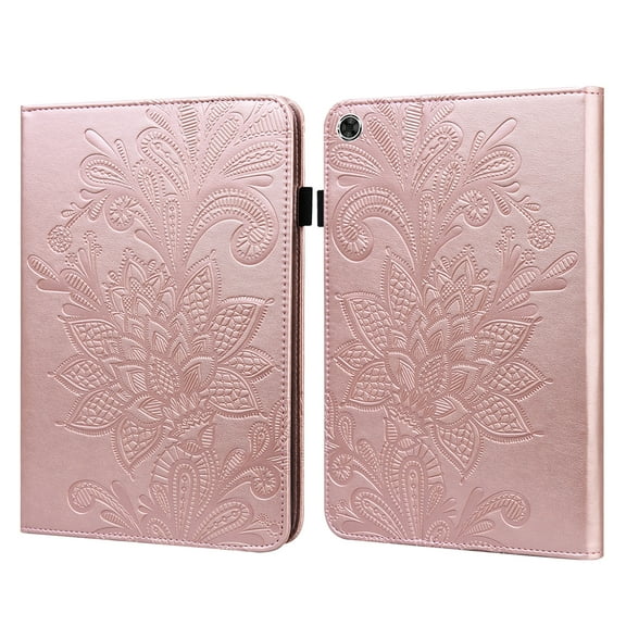 Galaxy Tab A8 10.5 Inch Case 2022, Lightweight Slim Embossed Flower Pattern PU Leather Folio Stand Wallet Protective Cover for Samsung Galaxy Tab A8 10.5 Inch 2022 (SM-X200/X205/X207),Rosegold