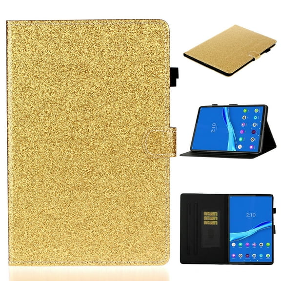 Galaxy Tab A8 10.5 Inch Case 2022, Slim Fit Glitter Sparkly PU Leather Folio Wallet Cover with Auto Sleep/Wake Stand Protective Case For Samsung Galaxy Tab A8 10.5" SM-X200/X205/X207 2022 ,Gold