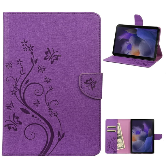 Galaxy Tab A8 10.5 Inch Case,Slim Folio Stand Nice Butterfly Premium Leather Wallet Case with Auto Sleep/Wake Smart Cover for Samsung Galaxy Tab A8 10.5 Inch 2022 Model SM-X200/X205/X207,Purple