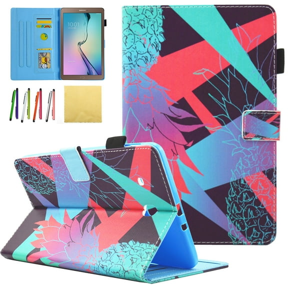 Galaxy Tab E 9.6 Case - Allytech PU Leather Stand Case for Samsung Tab E Wi-Fi / Tab E Nook / Tab E Verizon 9.6-Inch Tablet (Fit SM-T560/T561/T565)(Will Not Fit T560NU/ T567V), Colorful Pineapple