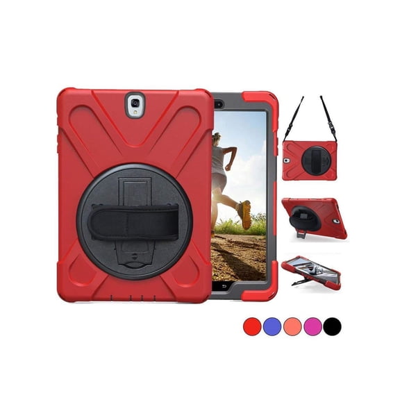 Galaxy Tab S2 9.7 inch Case Model SM-T810/T813/T815/T817/T818/T819- Shockproof Cover with Rotatable Kickstand Hand & Shoulder Strap