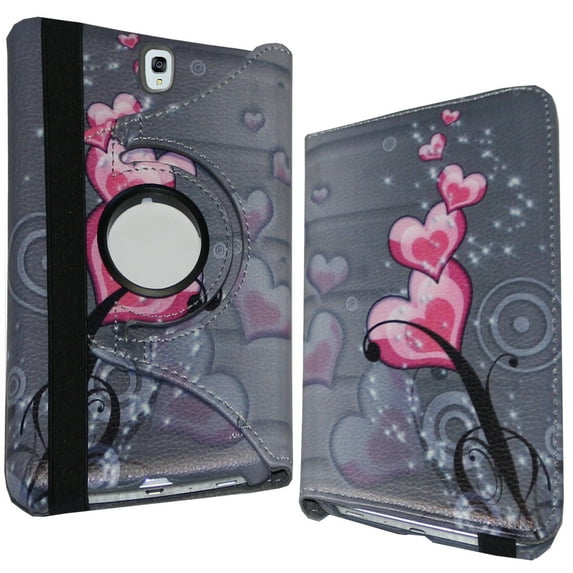 Galaxy Tab S3 9.7 case - JYtrend (R) Rotating Stand Cover For Samsung Galaxy Tab S3 9.7-inch SM-T820 SM-T825 SM-T827 SM-T820N SM-T825N SM-T827V SM-T820NZKAXAR SM-T827VZKAVZW (Heart Flower)