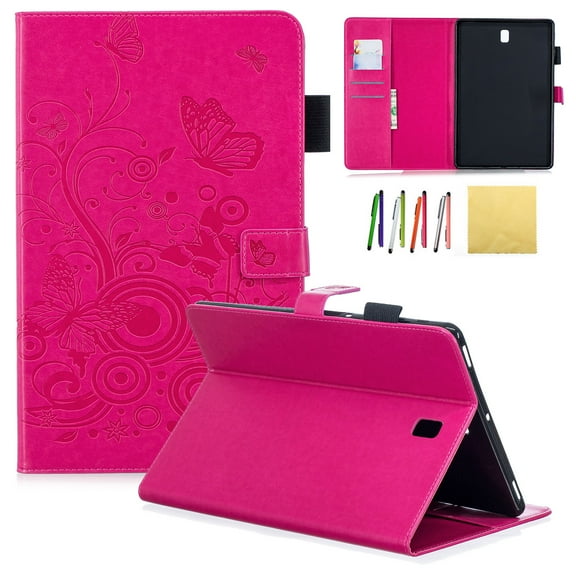 Galaxy Tab S4 10.5 2018 Case, Allytech Emboss Butterfly PU Leather Cover Folio Flip Case Stand with Credit Card Slots for Samsung Galaxy Tab S4 10.5 SM-T830/T835/T837 2018 Model, Rose