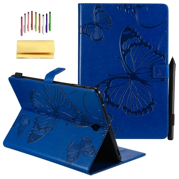 Galaxy Tab S4 10.5-inch 2018 SM-T830/T835 Case,Allytech Embossed with Butterfly Series Folio Stand Wallet Case with Cards/Cash Holder for Samsung Galaxy Tab S4 10.5-inch 2018 Release Tablet, Blue