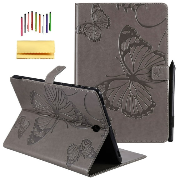 Galaxy Tab S4 10.5-inch 2018 SM-T830/T835 Case,Allytech Embossed with Butterfly Series Folio Stand Wallet Case with Cards/Cash Holder for Samsung Galaxy Tab S4 10.5-inch 2018 Release Tablet, Gray
