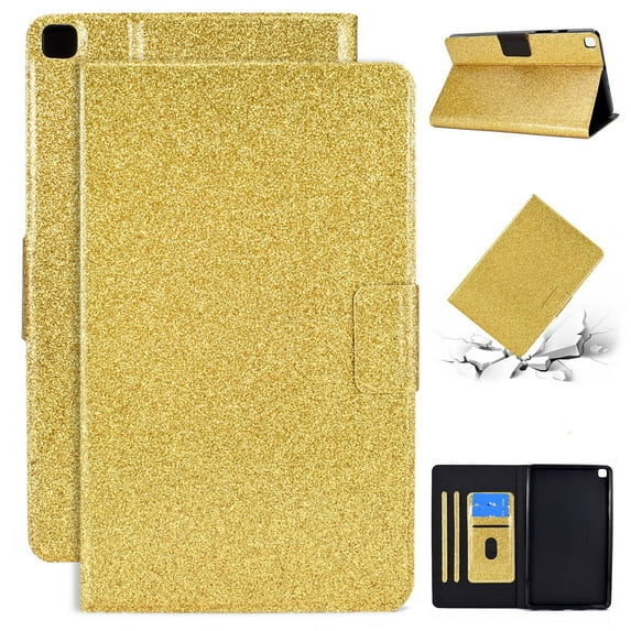 Galaxy Tab S6 Lite 10.4 2020 Case, Dteck Glitter Sparkle PU Leather Folio Case Multi-angle Viewing Stand Protective Cover with Card Slots for Samsung Galaxy Tab S6 Lite Model SM-P610 P615, Gold