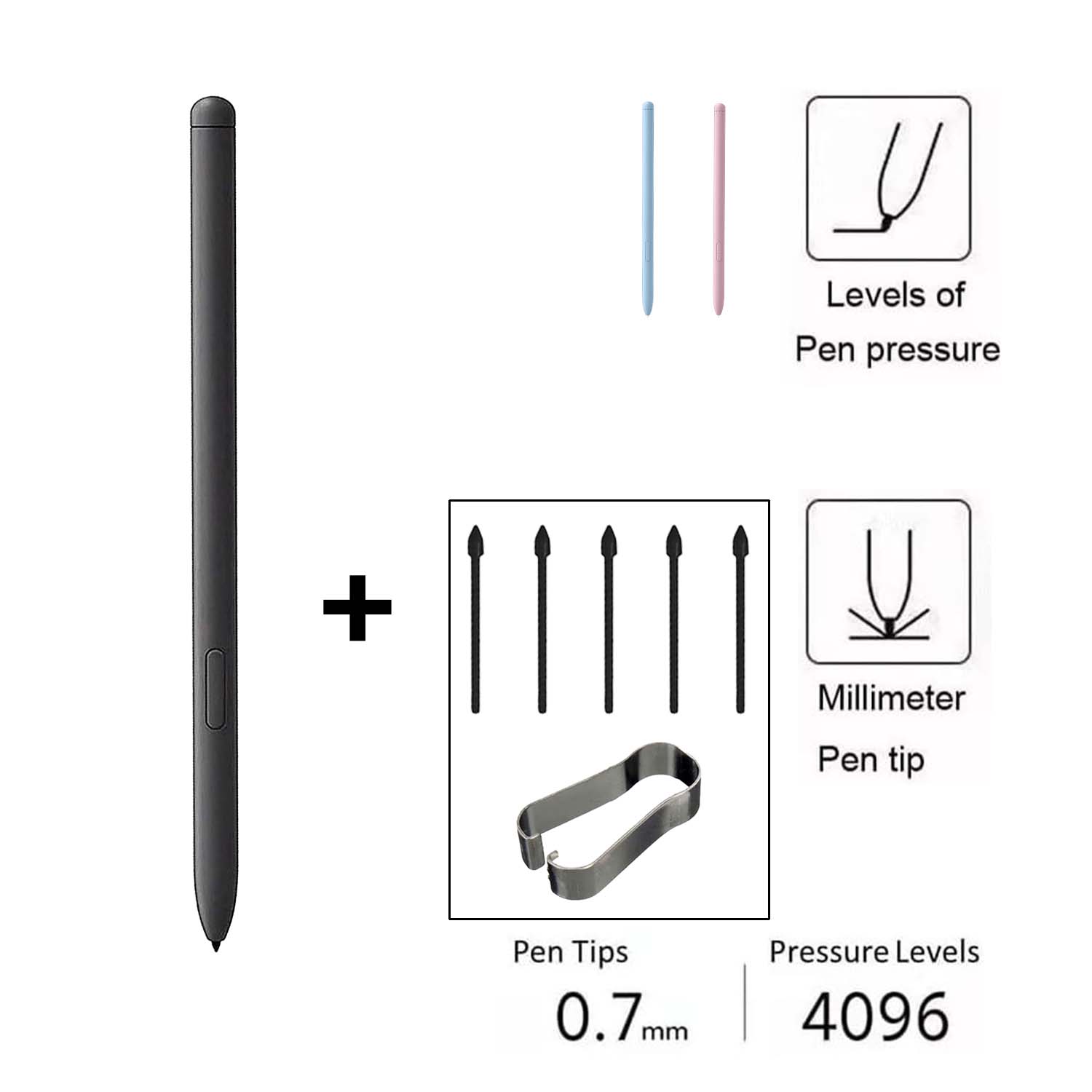 Galaxy Tab S6 Lite Pen Replacement + 5 Pen Tips for Samsung Galaxy Tab