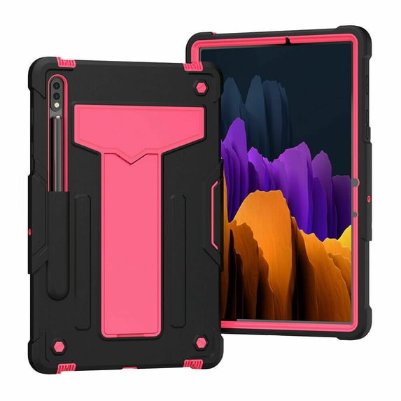 Galaxy Tab S7 11" Case (SM-T870/T875/T878), Epicgadget Dual Layer Hybrid Protective Cover with Kickstand Case for Samsung Galaxy Tab S7 11 inch (2020) Tablet (Black/Pink)