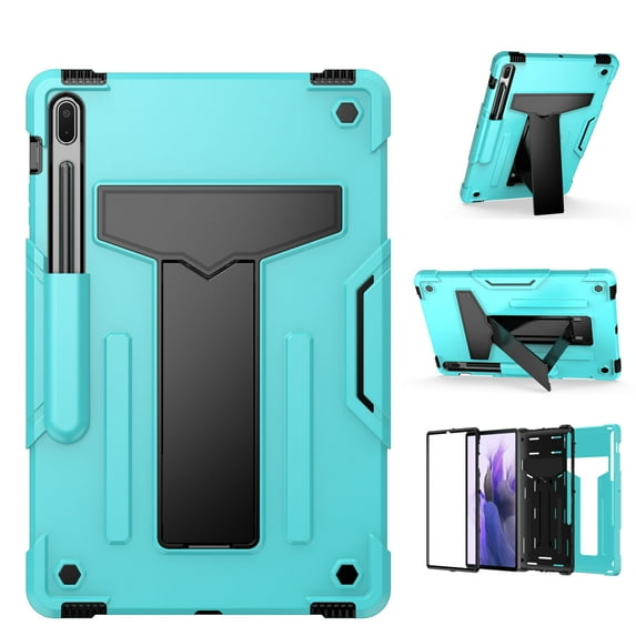 Galaxy Tab S7 FE 2021 Case with Pen Holder, SM-T730/SM-T736B Cover, Allytech Shockproof Heavy Duty Viewing & Typing Viewing Kickstand Case for Samsung Galaxy Tab S7 FE 12.4" 2021, Mint+Black