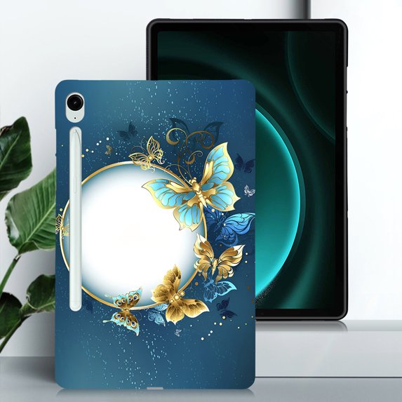 for Samsung Galaxy Tab S10 FE 2025 / S9 FE 2023 Floral Pattern Case, Luxury Ultra Slim Flexible Lightweight Anti-Fingerprint Drop Protective Heat Dissipation with Soft TPU Cover, Butterfly Flower