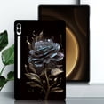 thumbnail image 1 of for Galaxy Tab S9 Plus/S8 Plus/S7 Plus/S7 FE Floral Pattern Case, Luxury Ultra Slim Flexible Lightweight Anti-Fingerprint Drop Protective Heat Dissipation with Soft TPU Cover, Black Rose, 1 of 6