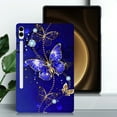 thumbnail image 1 of for Galaxy Tab S9 Plus/S8 Plus/S7 Plus/S7 FE Floral Pattern Case, Luxury Ultra Slim Flexible Lightweight Anti-Fingerprint Drop Protective Heat Dissipation with Soft TPU Cover, Blue Butterfly, 1 of 5