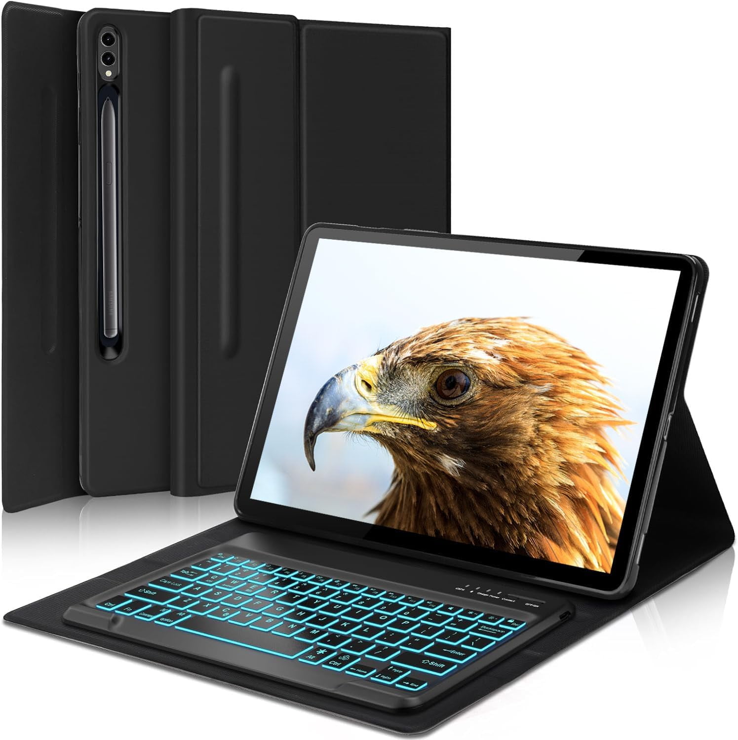 Galaxy Tab S9 Ultra Keyboard Case Tab S9 Ultra Case with 7 Colors Backlight Keyboard Smart
