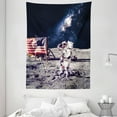 thumbnail image 1 of Galaxy Tapestry, American Cosmonaut with USA Flag on Moon Digital Pilot Space Discovery Photo, Wall Hanging for Bedroom Living Room Dorm Decor, 60W X 80L Inches, Grey Dark Blue, by Ambesonne, 1 of 2