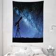 thumbnail image 1 of Galaxy Tapestry, Telescope Valley under Starry Night Sky Milky Way Atmosphere Galaxy Astronomy, Wall Hanging for Bedroom Living Room Dorm Decor, 60W X 80L Inches, Dark Blue Black, by Ambesonne, 1 of 2