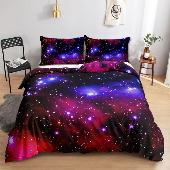Galaxy Theme Blue Purple Design Duvet Cover Full Size for Boys Teens Kids Gifts Starry Dream Sky Be