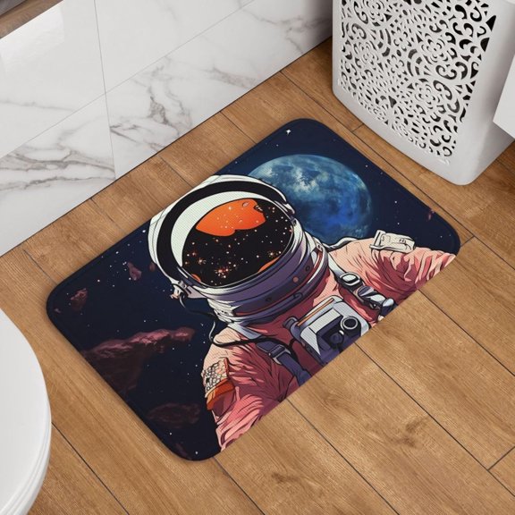 Galaxy Theme Non Slip Absorbent Doormat Welcome Floor Mat Washable Carpet 16 x 24 Inch for Kitchen Bedroom Bathroom Decor