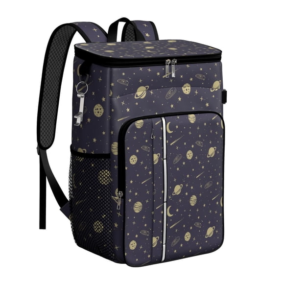 Galaxy Themed Cooler Backpack, Insulated Lunch Bag with Starry Night, Planet, and Astronaut Prints, Perfect for Outer Space and Cosmos Enthusiasts