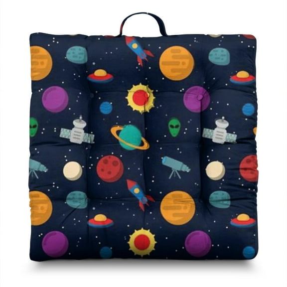 Galaxy Themed Floor Cushion for Adults, Oversized Square Meditation Pillow with Starry Night Sky Print, Soft & Skin-Friendly Fabric, Great for Yoga & Lounging