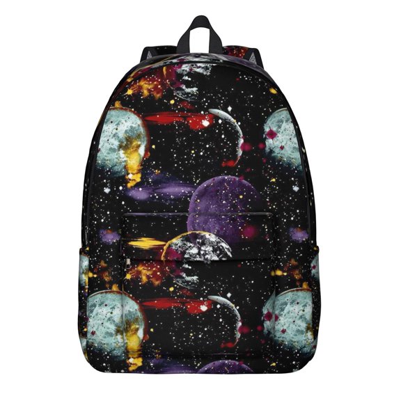 Galaxy Themed Laptop Backpack&nbsp;- Sci-Fi Inspired Waterproof Bookbag for Space Geeks, Cosmic Print Daypack with Double Zipper Sliders & Side Pockets
