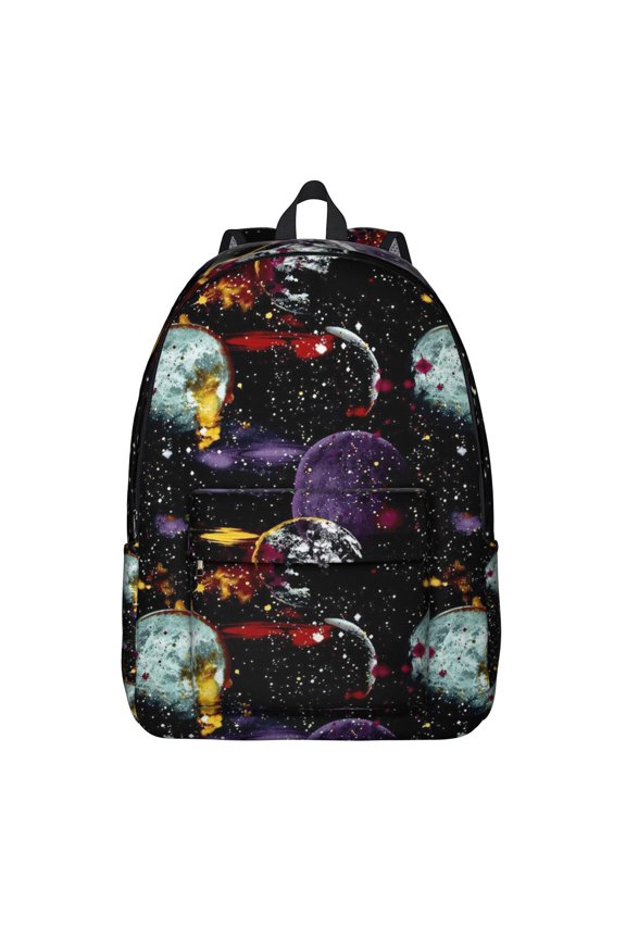 Galaxy Themed Laptop Backpack - Sci-Fi Inspired Waterproof Bookbag for Space Geeks, Cosmic Print Daypack with Double Zipper Sliders & Side Pockets