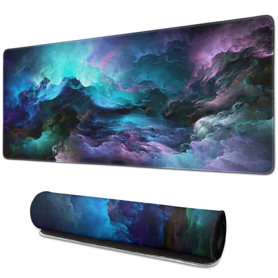 Galaxy Themed Large Mouse Pad for Gaming: Non-Slip, Stitched Edges (31.5x11.8in) | Transforms Desk & Keyboard Setup