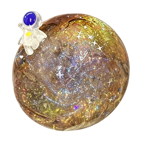 Galaxy Themed Planet Slow Rising Sensory To-y for Focus and Entertainment with Soft Malleable Texture Celestial Galaxy Explorer Novelty Gift, 3 Inch Yellow