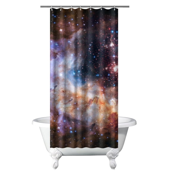 Galaxy Themed Shower Curtain Space and Galaxy Aesthetic Star Moon Sun Design Machine Washable 36x72 Inches