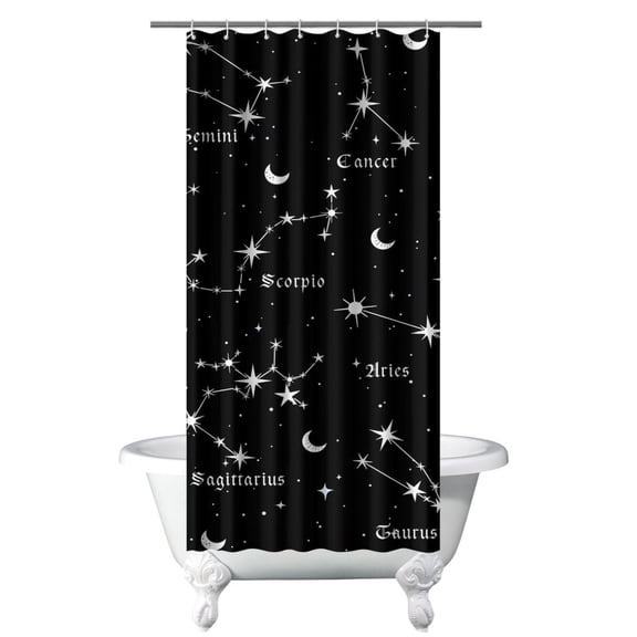 Galaxy Themed Shower Curtain Starry Night Sky Astronaut Planet Sci-Fi Lovers Waterproof Includes 12 Hooks