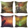 thumbnail image 1 of Ambesonne Galaxy Throw Pillow Cover 4 Pack, Astronaut Space Journey Art, 16", Multicolor, 1 of 2