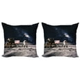thumbnail image 1 of Ambesonne Galaxy Throw Pillow Cover 2 Pack, Rocket Travelling Space, 18", Grey Navy Blue, 1 of 5