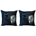 thumbnail image 1 of Ambesonne Galaxy Throw Pillow Cover 2 Pack, Asteroid Rocky Space, 18", Dark Blue Grey, 1 of 5