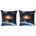 thumbnail image 1 of Ambesonne Space Throw Pillow Cover 2 Pack, Earth Landscape, 18", Blue Yellow, 1 of 2