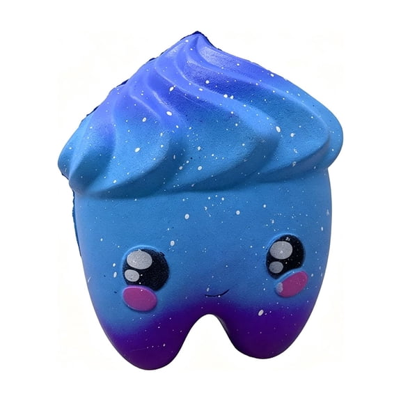 Galaxy Tooth Slow Rising Squishies, Kawaii Blue Purple Gradient Stress Ball, Soft Silicone Fidget Toys for Anxiety Relief, Cute Tooth Squeeze Toy , Party Favor Stocking Stuffer Gift