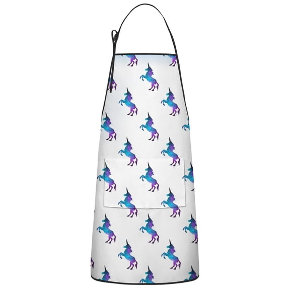 Galaxy Unicorn Pattern Apron-Garden Aprons for Women with Pockets-Cotton Linen Waterproof Kitchen Cooking Gardening Aprons Adjustable for Kitchen,Cooking,BBQ and Salon 33x27 Inch