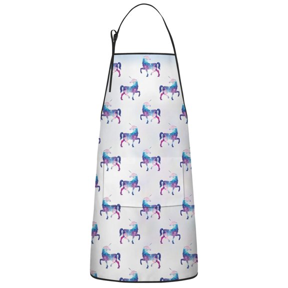 Galaxy Unicorn Pattern Apron-Garden Aprons for Women with Pockets-Cotton Linen Waterproof Kitchen Cooking Gardening Aprons Adjustable for Kitchen,Cooking,BBQ and Salon 33x27 Inch