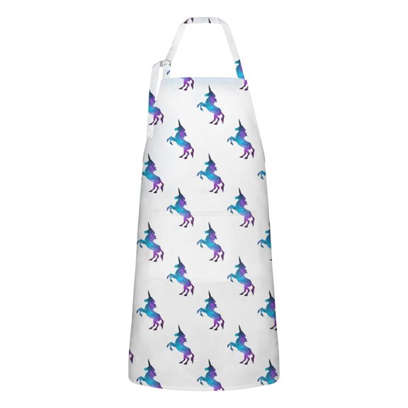 Galaxy Unicorn Pattern Apron-Garden Aprons for Women with Pockets-Cotton Linen Waterproof Kitchen Cooking Gardening Aprons Adjustable for Kitchen,Cooking,BBQ and Salon 33x27 Inch