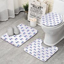 Galaxy Unicorn Pattern Bathroom Rugs Sets 3 Piece,Toilet Cover Set,Absorbent Non Slip Bathroom Mats Sets with U-Shaped Contour Rug Toilet Rug Set
