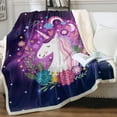 thumbnail image 1 of Galaxy Unicorn Throw Blankets for Couch, Space Unicorn Floral Plush Soft Fleece Throw Purple Pink, Cute Unicorn Sherpa Plush Blanket for Kids Girls Boys (Twin 60"x80"), 1 of 6