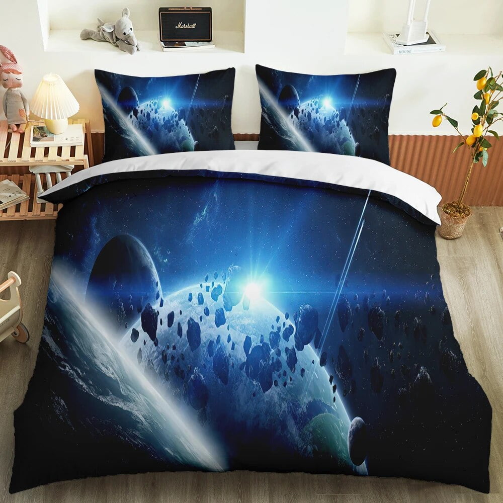 Galaxy Universe King Duvet Cover Outer Space Bedding Set Solar