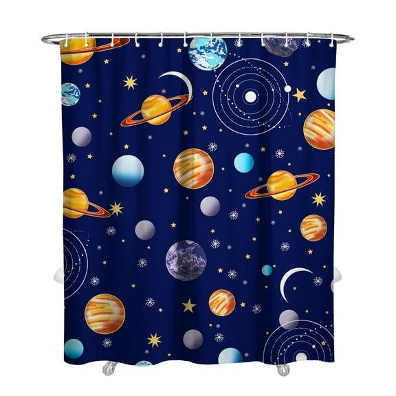 Galaxy Waterproof Shower Curtain for Bathroom, Sci-fi Lovers Celestial Space Geek Cosmos Outer Space Starry Night Nebula Cosmic Design, Machine Washable Fabric with Plastic Hooks