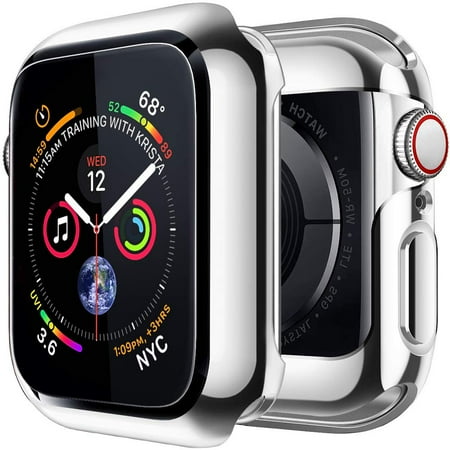 Galaxy Wireless Case for Apple Watch Series 7 8 9 SE 45mm with Buit in TPU Clear Screen Protector - All Around Protective Case Clear Ultra-Thin Cover for iWatch 45mm Series 7 - Silver