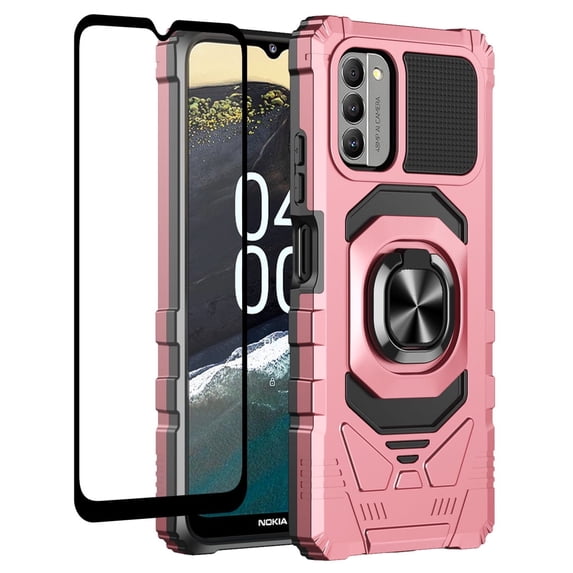 Galaxy Wireless Gold Rugged Cell Phone Case for Nokia C300 / G100 5G with Kickstand and Tempered Glass