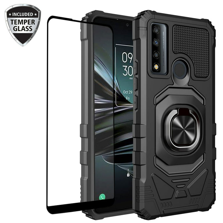 Galaxy Wireless Case for T Mobile Revvl 6x Pro 5G/Revvl 6 Pro 5G Case  w/Tempered Glass Screen Protector [Military Grade] Ring Car Mount Kickstand