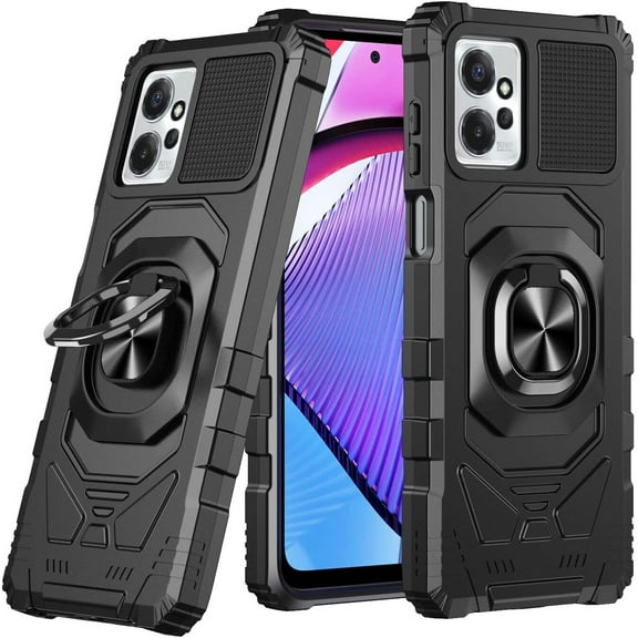 Galaxy Wireless Case for Moto G Power 5G 2024 Ring Kickstand Hard Case Cover - Black