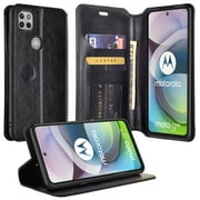 Galaxy Wireless Case for Motorola Moto One 5G Ace Phone Case [Kickstand] Cute Pu Leather Wallet Case ID & Credit Card Slot for Girls Women - Black
