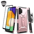 thumbnail image 1 of Galaxy Wireless for Samsung Galaxy A13 5G Case with Tempered Glass Screen Protector Hybrid Cover with Kickstand Phone Belt Clip Holster - Rose Gold, 1 of 8