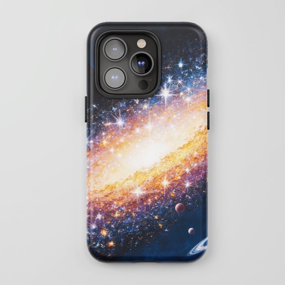 Galaxy With Planets For All iPhone Series Tough Phone Case Cosmic Space Art