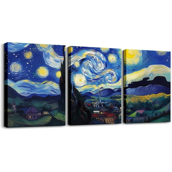Galaxy Wolf Canvas Art Prints,Starry Sky Wall Art Aesthetic Woodland Animals Wall Art for Living Room,Blue Purple Green Polar Lights Canvas Artwork Paintings Pictures Wall Decor(only canvas)