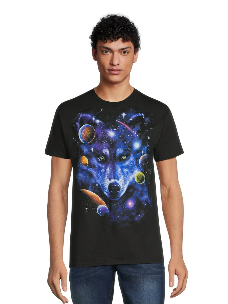 Galaxy Wolf Head men's Graphic Tee - Cotton T-shirt - Walmart.com
